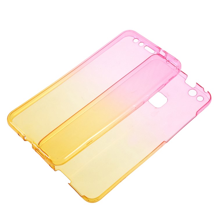 Gradient Color Touchable 2-Piece TPU Phone Casing for Huawei P10 Lite - Rose + Yellow-5