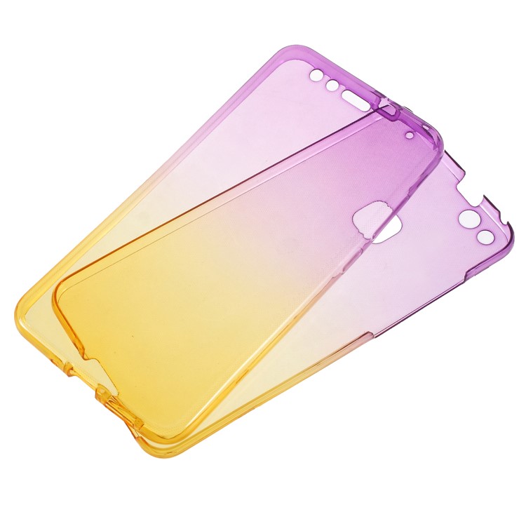Gradient Color Touchable 2-Piece TPU Protection Case for Huawei P10 Lite - Purple + Yellow-1