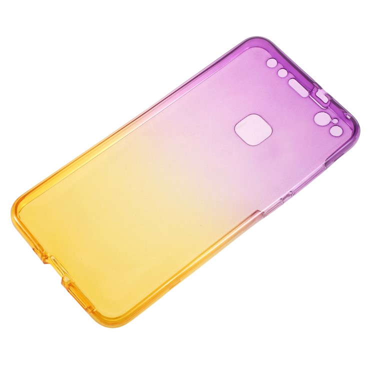 Gradient Color Touchable 2-Piece TPU Protection Case for Huawei P10 Lite - Purple + Yellow-2