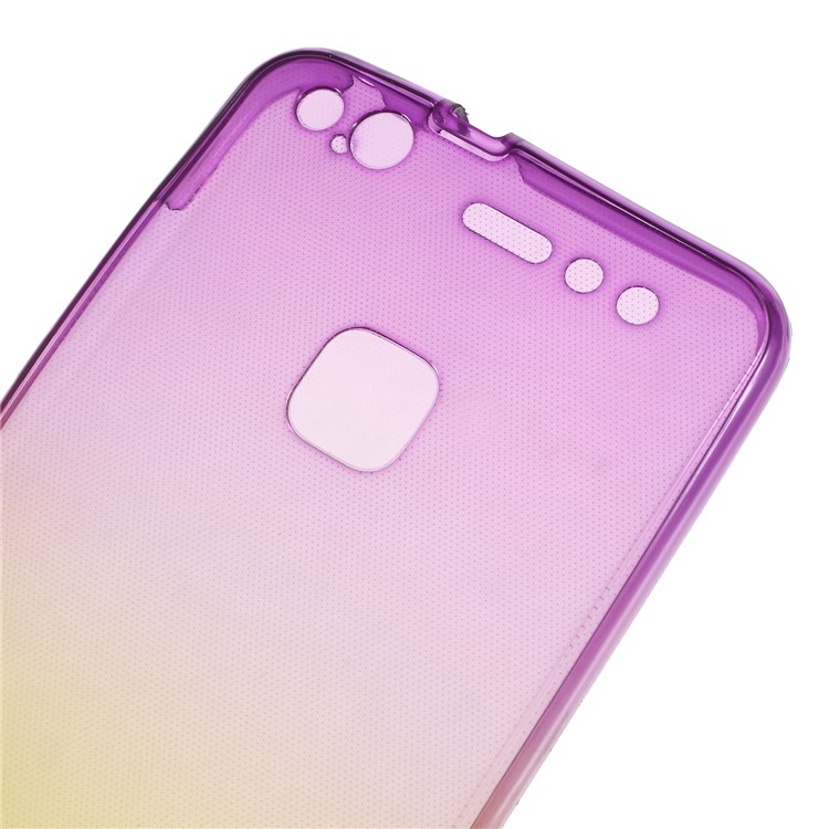 Gradient Color Touchable 2-Piece TPU Protection Case for Huawei P10 Lite - Purple + Yellow-3