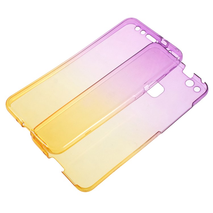 Gradient Color Touchable 2-Piece TPU Protection Case for Huawei P10 Lite - Purple + Yellow-5