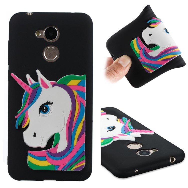 Lovely 3D Unicorn Soft TPU Mobile Phone Back Case for Huawei Honor 6A - Black-1