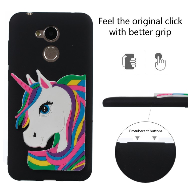 Lovely 3D Unicorn Soft TPU Mobile Phone Back Case for Huawei Honor 6A - Black-3