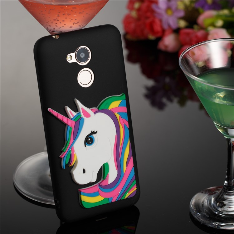 Lovely 3D Unicorn Soft TPU Mobile Phone Back Case for Huawei Honor 6A - Black-4