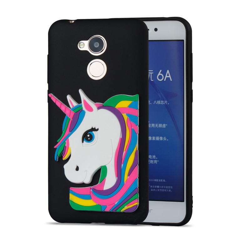 Lovely 3D Unicorn Soft TPU Mobile Phone Back Case for Huawei Honor 6A - Black-5