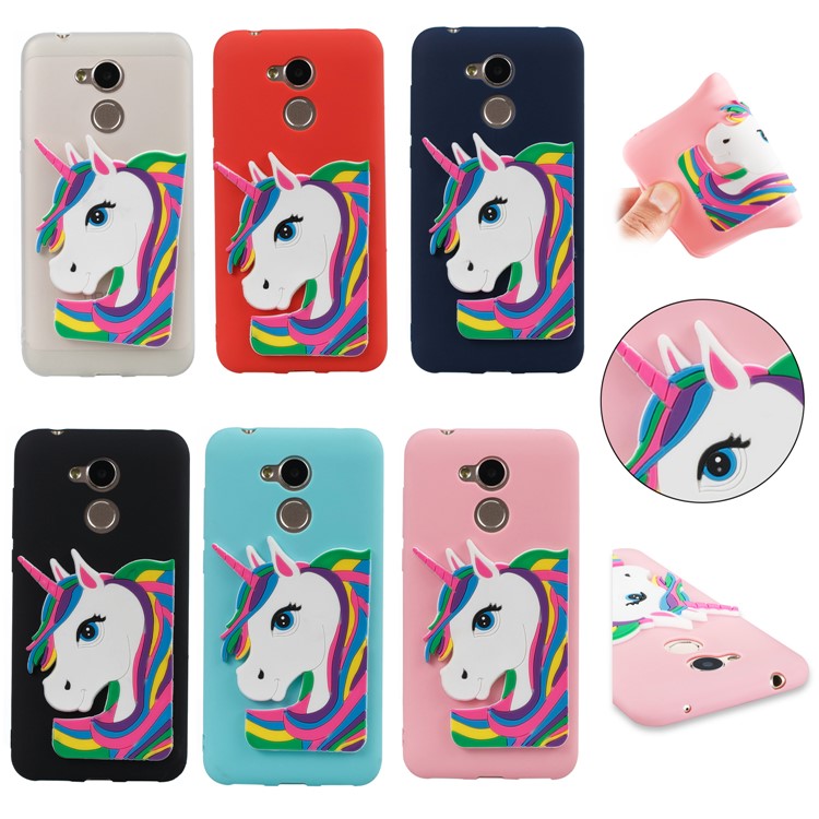 Lovely 3D Unicorn Soft TPU Mobile Phone Back Case for Huawei Honor 6A - Black-7