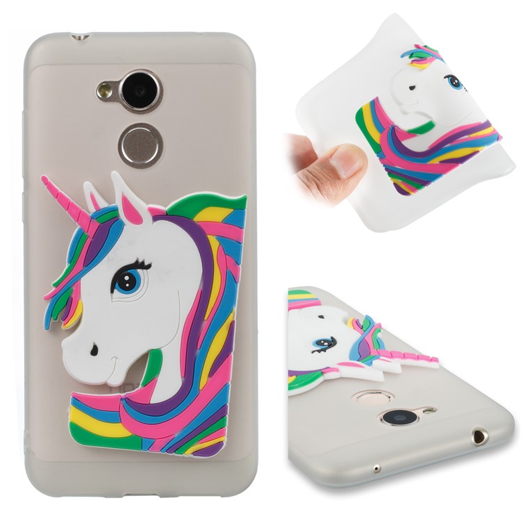 Lovely 3D Unicorn Soft TPU Cell Phone Cover for Huawei Honor 6A / 5C pro - White-1