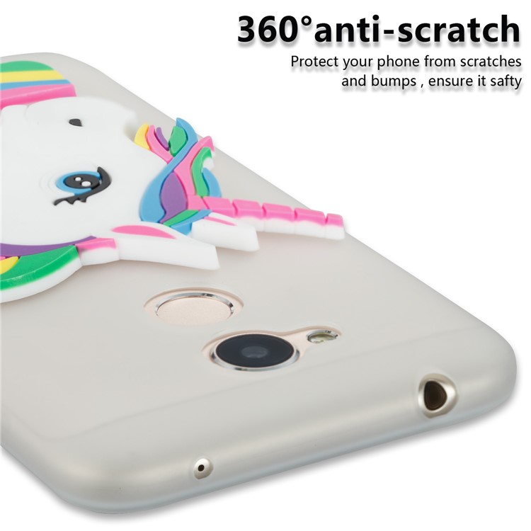 Lovely 3D Unicorn Soft TPU Cell Phone Cover for Huawei Honor 6A / 5C pro - White-2