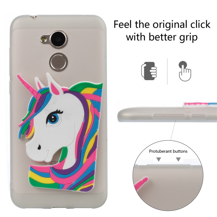Lovely 3D Unicorn Soft TPU Cell Phone Cover for Huawei Honor 6A / 5C pro - White-3
