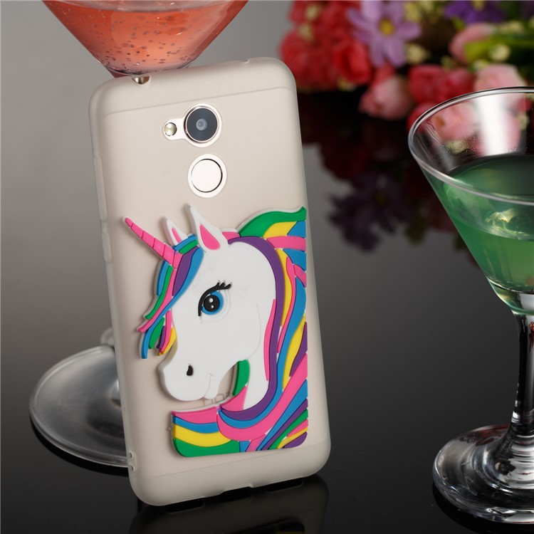 Lovely 3D Unicorn Soft TPU Cell Phone Cover for Huawei Honor 6A / 5C pro - White-4