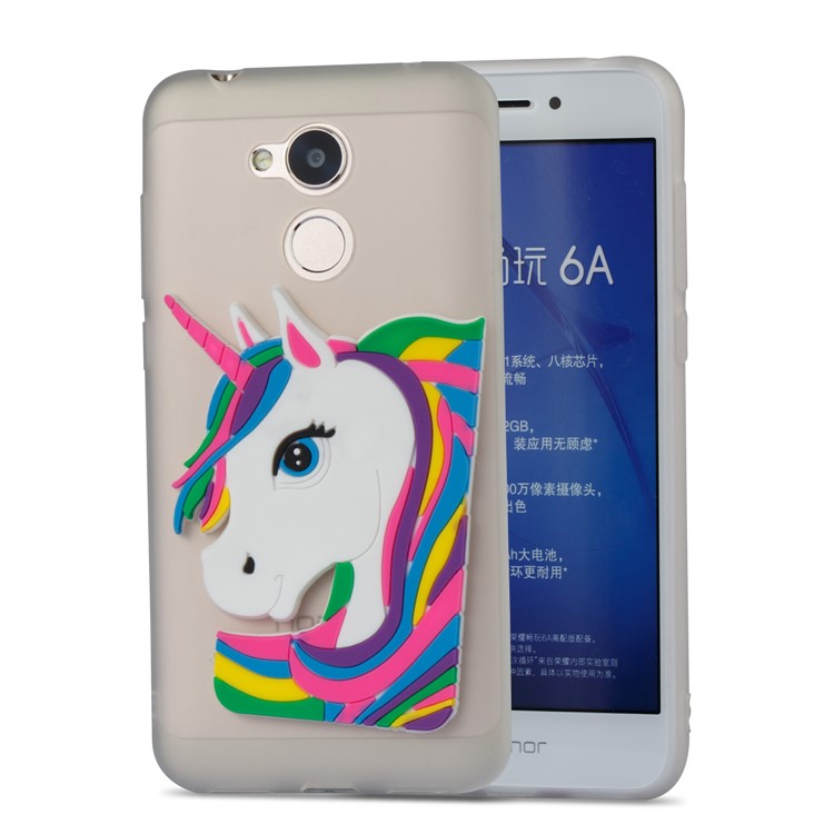 Lovely 3D Unicorn Soft TPU Cell Phone Cover for Huawei Honor 6A / 5C pro - White-5
