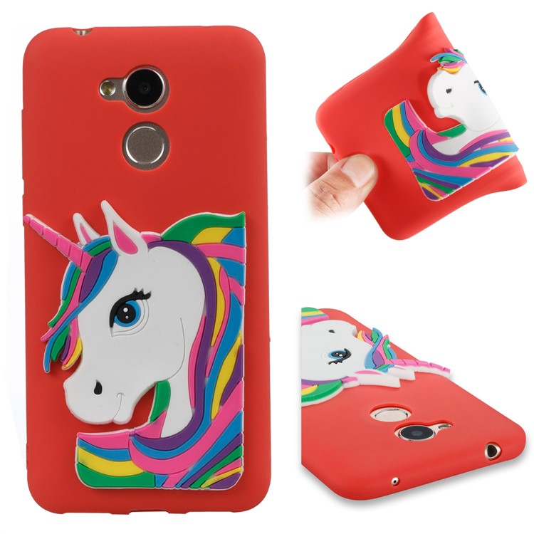Lovely 3D Unicorn Soft TPU Mobile Phone Shell for Huawei Honor 6A / 5C pro - Red-1