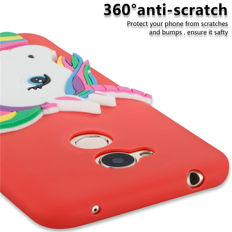 Lovely 3D Unicorn Soft TPU Mobile Phone Shell for Huawei Honor 6A / 5C pro - Red-2