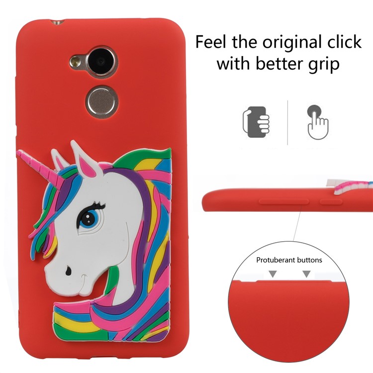 Lovely 3D Unicorn Soft TPU Mobile Phone Shell for Huawei Honor 6A / 5C pro - Red-3