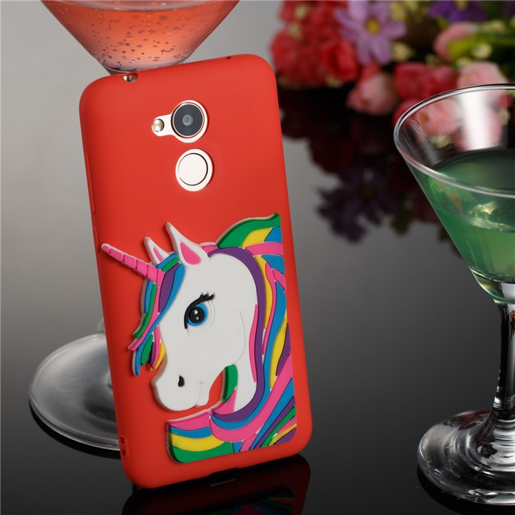 Lovely 3D Unicorn Soft TPU Mobile Phone Shell for Huawei Honor 6A / 5C pro - Red-4