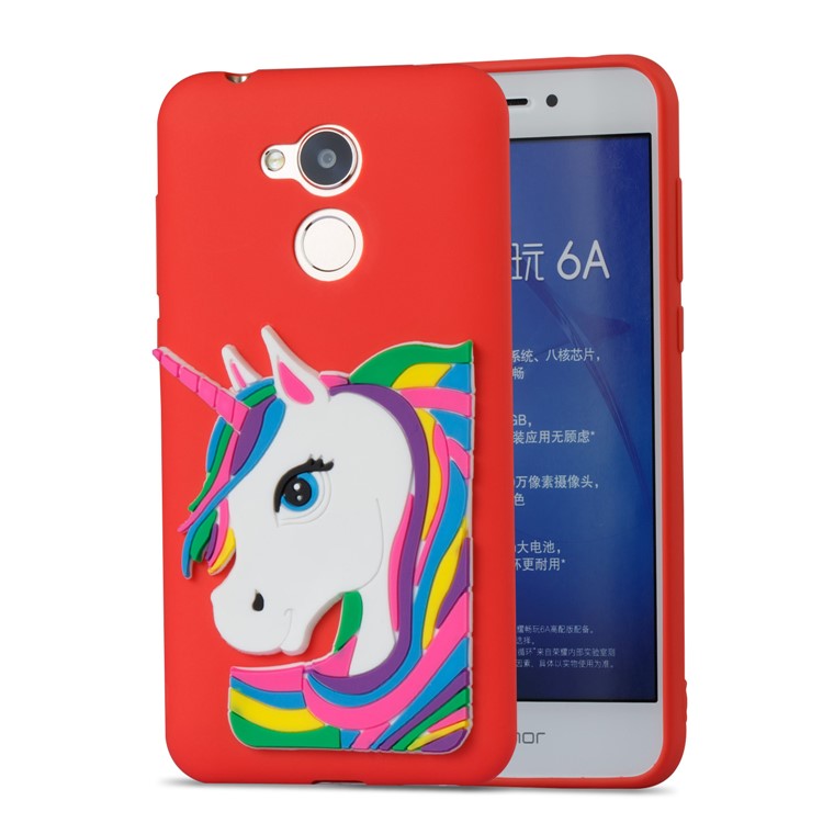 Lovely 3D Unicorn Soft TPU Mobile Phone Shell for Huawei Honor 6A / 5C pro - Red-5