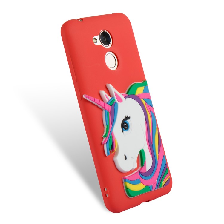 Lovely 3D Unicorn Soft TPU Mobile Phone Shell for Huawei Honor 6A / 5C pro - Red-6