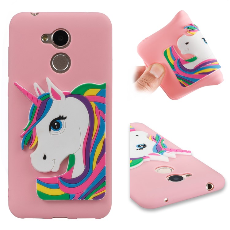 Lovely 3D Unicorn Soft TPU Phone Casing for Huawei Honor 6A / 5C pro - Pink-1