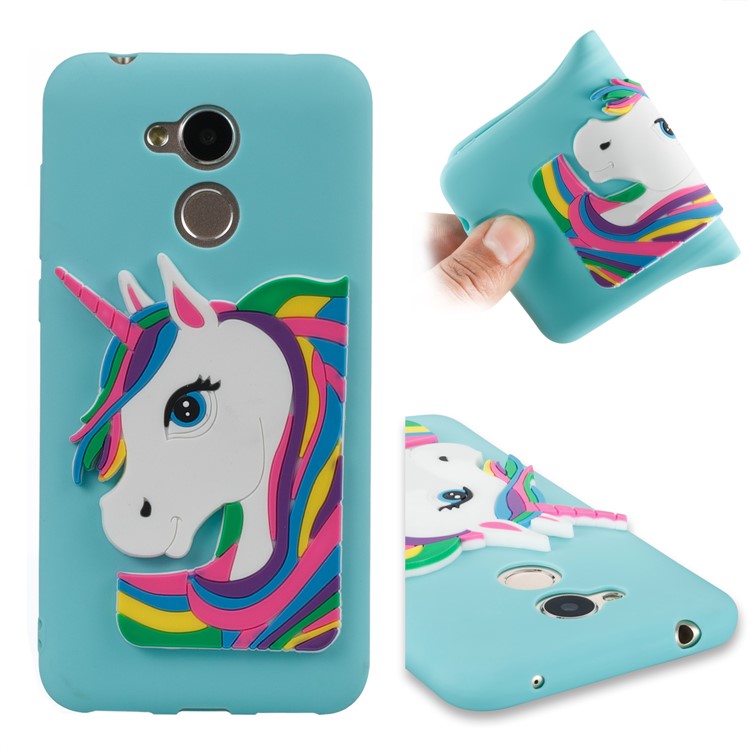 Lovely 3D Unicorn Soft TPU Protection Cover Shell for Huawei Honor 6A / 5C pro - Baby Blue-1
