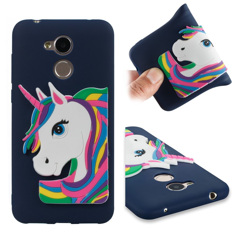 Lovely 3D Unicorn Flexible TPU Mobile Case for Huawei Honor 6A / 5C pro - Dark Blue-1