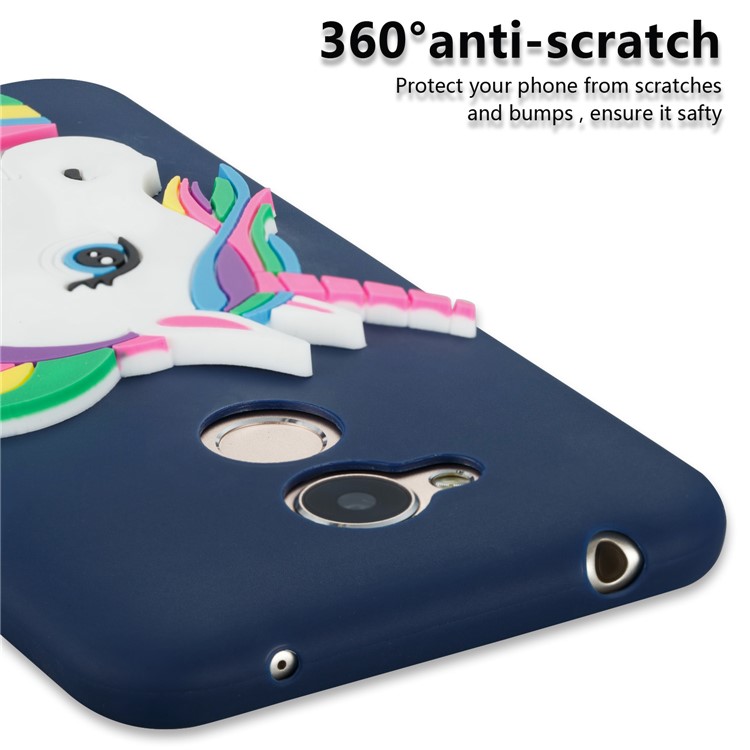 Lovely 3D Unicorn Flexible TPU Mobile Case for Huawei Honor 6A / 5C pro - Dark Blue-2