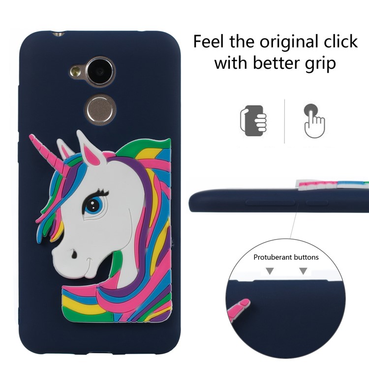 Lovely 3D Unicorn Flexible TPU Mobile Case for Huawei Honor 6A / 5C pro - Dark Blue-3