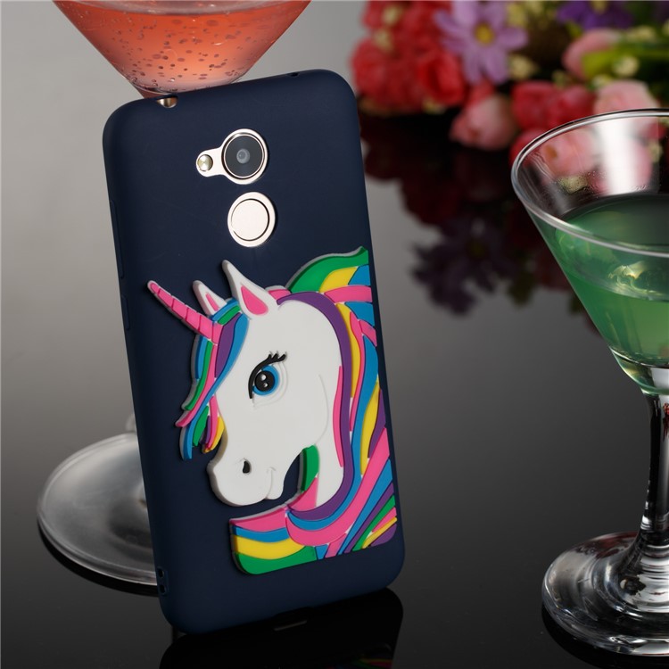 Lovely 3D Unicorn Flexible TPU Mobile Case for Huawei Honor 6A / 5C pro - Dark Blue-4