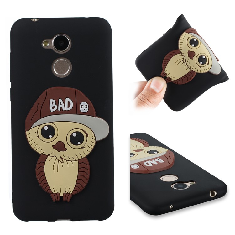 Lovely 3D Male Owl TPU Back Phone Case Cover for Huawei Honor 6A / 5C pro - Black-1