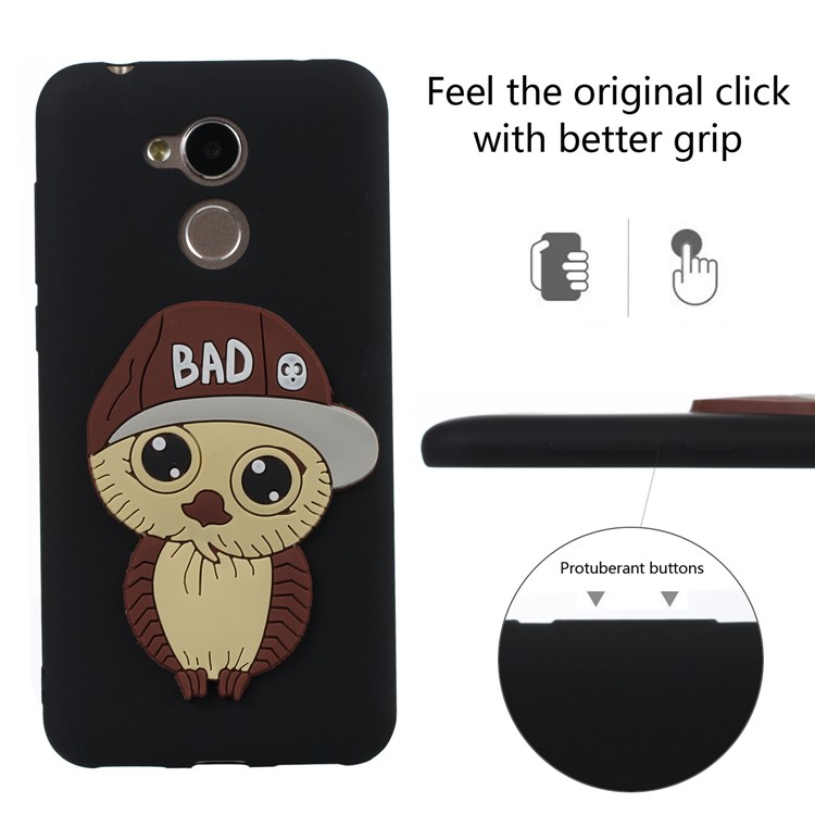 Lovely 3D Male Owl TPU Back Phone Case Cover for Huawei Honor 6A / 5C pro - Black-3