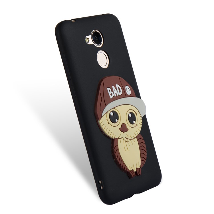 Lovely 3D Male Owl TPU Back Phone Case Cover for Huawei Honor 6A / 5C pro - Black-6