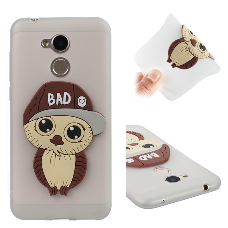 Lovely 3D Male Owl TPU Mobile Phone Case Accessory for Huawei Honor 6A / 5C pro - White-1
