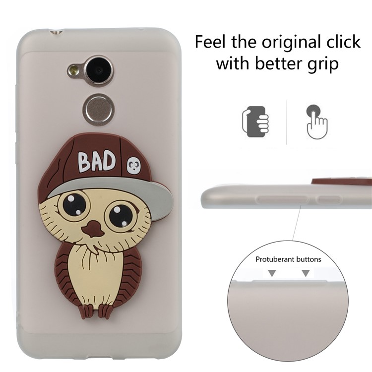 Lovely 3D Male Owl TPU Mobile Phone Case Accessory for Huawei Honor 6A / 5C pro - White-3