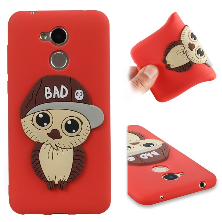 Lovely 3D Male Owl TPU Mobile Shell for Huawei Honor 6A / 5C pro - Red-1