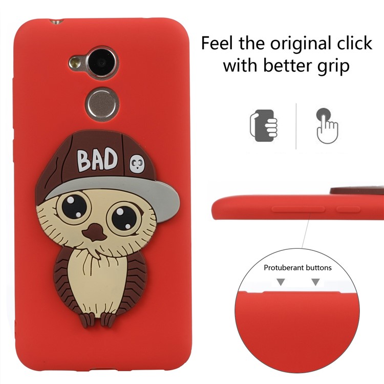 Lovely 3D Male Owl TPU Mobile Shell for Huawei Honor 6A / 5C pro - Red-3