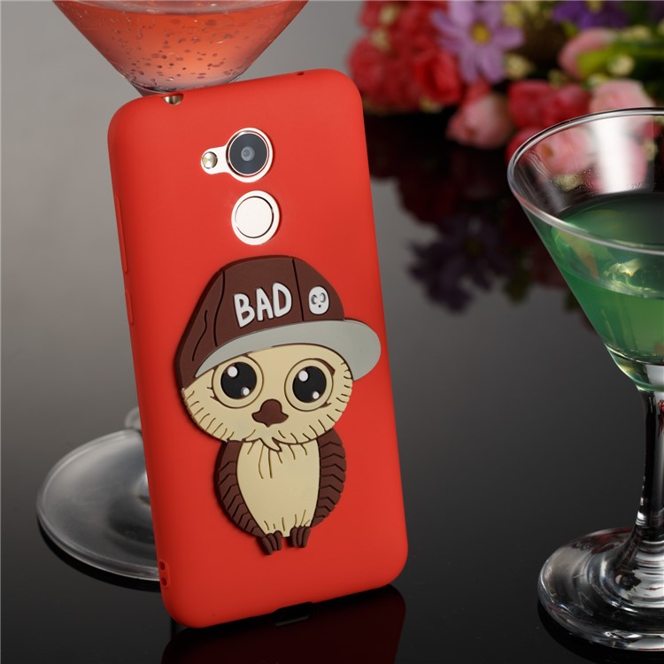 Lovely 3D Male Owl TPU Mobile Shell for Huawei Honor 6A / 5C pro - Red-4