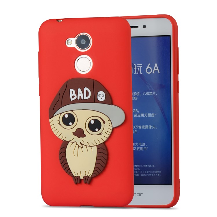 Lovely 3D Male Owl TPU Mobile Shell for Huawei Honor 6A / 5C pro - Red-5