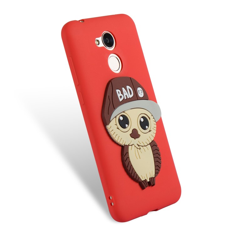 Lovely 3D Male Owl TPU Mobile Shell for Huawei Honor 6A / 5C pro - Red-6