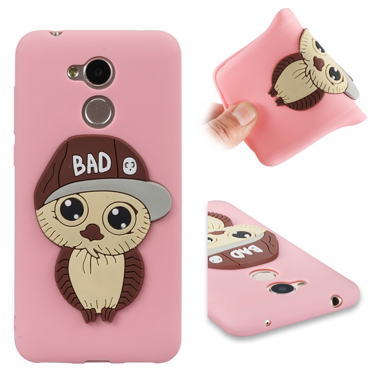 Lovely 3D Male Owl TPU Protection Cover Shell for Huawei Honor 6A / 5C pro - Pink-1