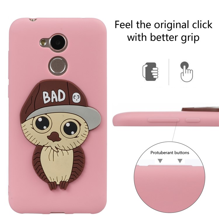 Lovely 3D Male Owl TPU Protection Cover Shell for Huawei Honor 6A / 5C pro - Pink-3