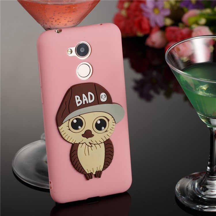 Lovely 3D Male Owl TPU Protection Cover Shell for Huawei Honor 6A / 5C pro - Pink-4