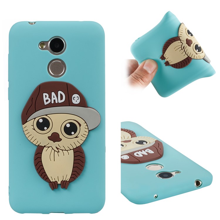 Lovely 3D Male Owl TPU Phone Casing for Huawei Honor 6A / 5C pro - Baby Blue-1