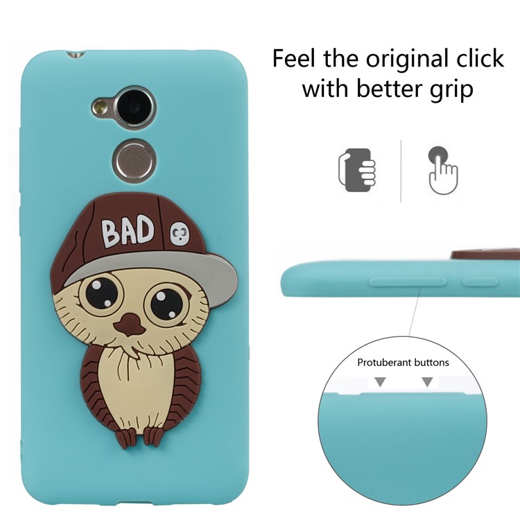 Lovely 3D Male Owl TPU Phone Casing for Huawei Honor 6A / 5C pro - Baby Blue-3