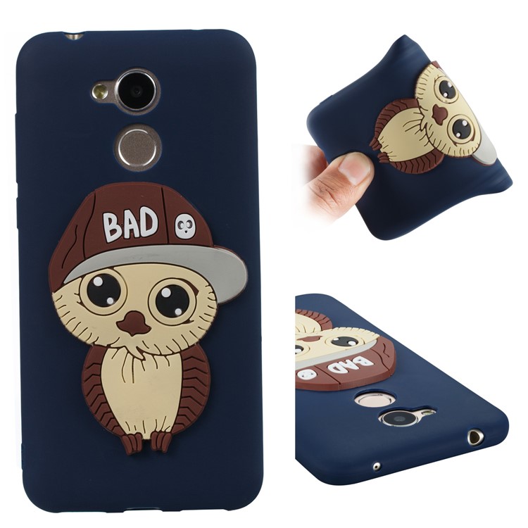 Lovely 3D Male Owl TPU Protective Shell for Huawei Honor 6A / 5C pro - Dark Blue-1