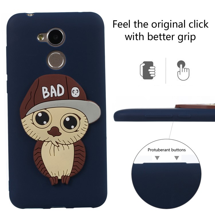 Lovely 3D Male Owl TPU Protective Shell for Huawei Honor 6A / 5C pro - Dark Blue-3
