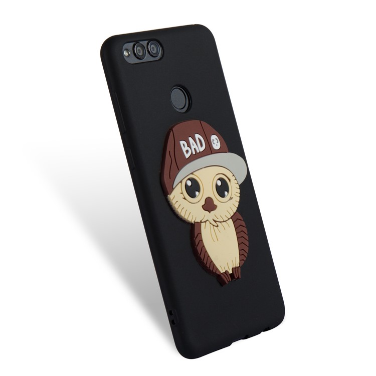 Cute 3D Owl with Cap Pattern TPU Phone Case for Huawei Honor 7X - Black-6