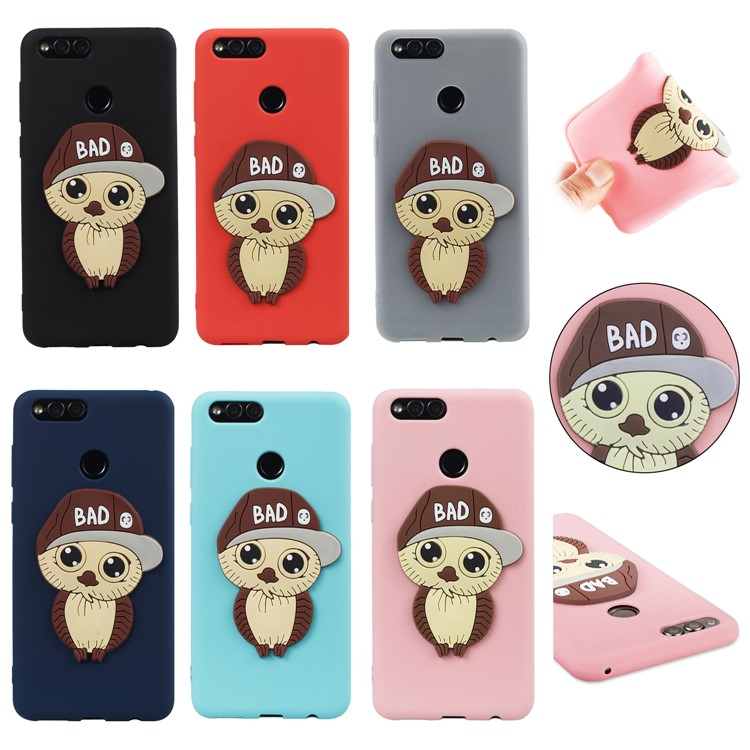 Cute 3D Owl with Cap Pattern TPU Phone Case for Huawei Honor 7X - Black-7