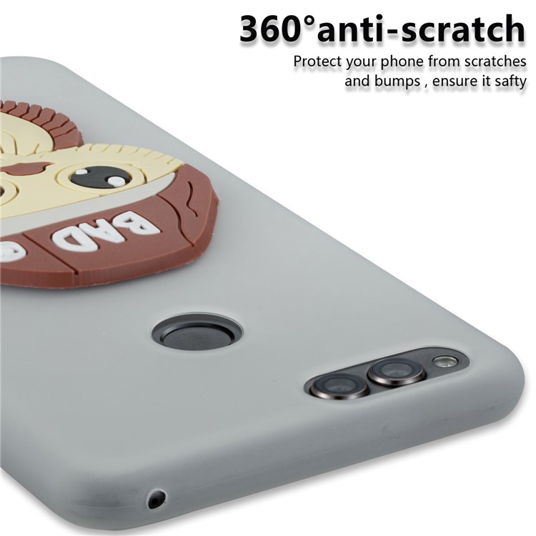 Cute 3D Owl with Cap Pattern Soft TPU Casing for Huawei Honor 7X - Grey-2