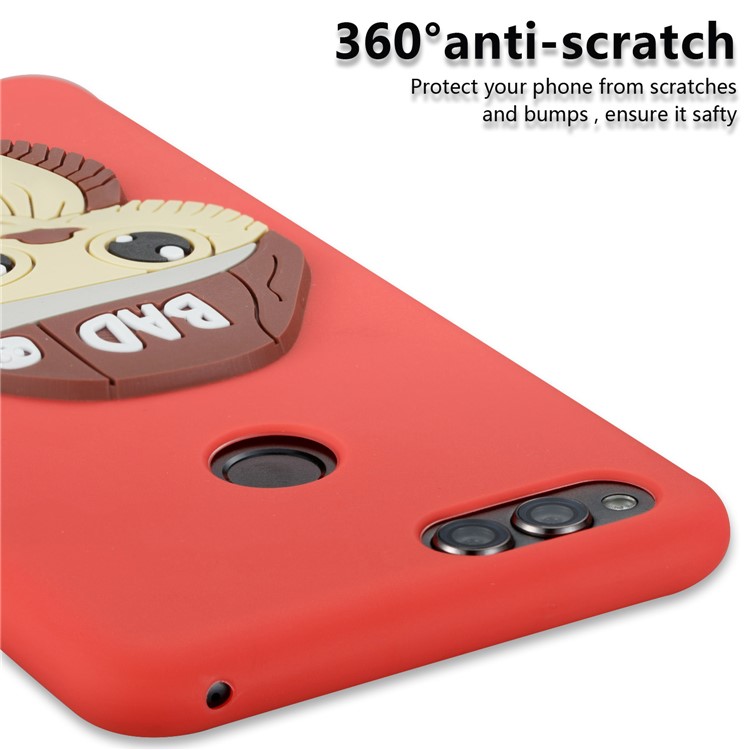 For Huawei Honor 7X Cute 3D Owl with Cap Pattern TPU Back Cover Case - Red-2