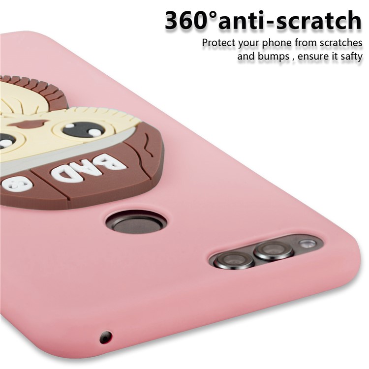 Cute 3D Owl with Cap Pattern TPU Protective Back Case for Huawei Honor 7X - Pink-2