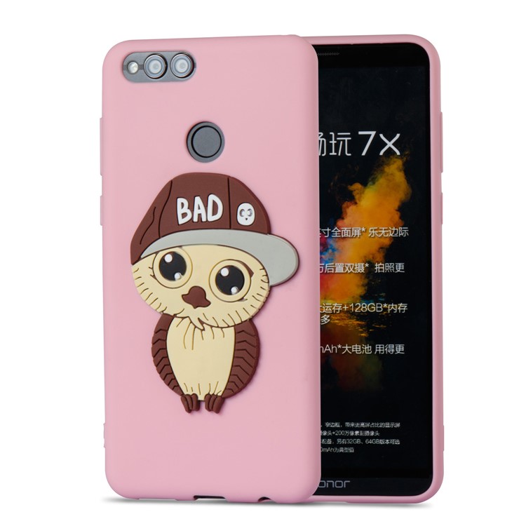 Cute 3D Owl with Cap Pattern TPU Protective Back Case for Huawei Honor 7X - Pink-5